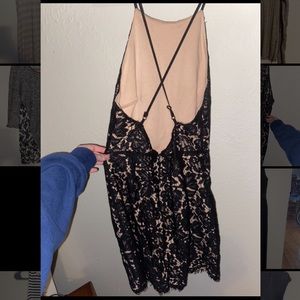 Black & champagne backless dress